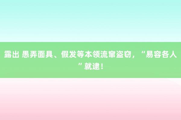 露出 愚弄面具、假发等本领流窜盗窃，“易容各人”就逮！