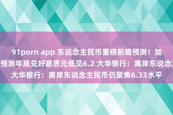 91porn app 东说念主民币重磅前瞻预测！加拿大国度银行钞票惩处预测年底兑好意思元低见6.2 大华银行：离岸东说念主民币仍聚焦6.33水平