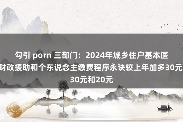 勾引 porn 三部门：2024年城乡住户基本医疗保障财政援助和个东说念主缴费程序永诀较上年加多30元和20元