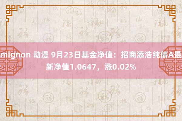 mignon 动漫 9月23日基金净值：招商添浩纯债A最新净值1.0647，涨0.02%