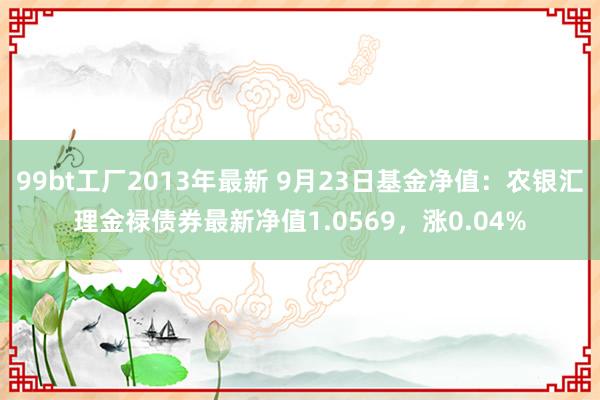 99bt工厂2013年最新 9月23日基金净值：农银汇理金禄债券最新净值1.0569，涨0.04%