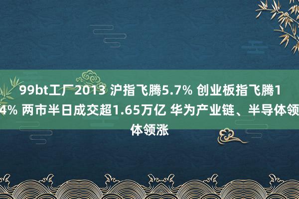 99bt工厂2013 沪指飞腾5.7% 创业板指飞腾11.4% 两市半日成交超1.65万亿 华为产业链、半导体领涨