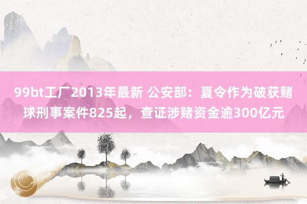 99bt工厂2013年最新 公安部：夏令作为破获赌球刑事案件825起，查证涉赌资金逾300亿元