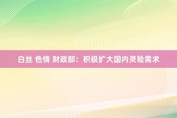 白丝 色情 财政部：积极扩大国内灵验需求