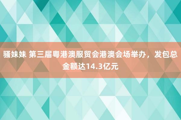 骚妹妹 第三届粤港澳服贸会港澳会场举办，发包总金额达14.3亿元