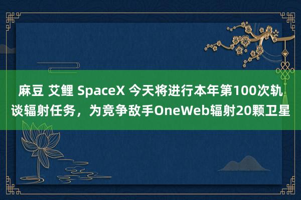 麻豆 艾鲤 SpaceX 今天将进行本年第100次轨谈辐射任务，为竞争敌手OneWeb辐射20颗卫星