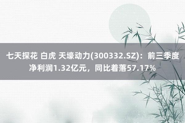 七天探花 白虎 天壕动力(300332.SZ)：前三季度净利润1.32亿元，同比着落57.17%