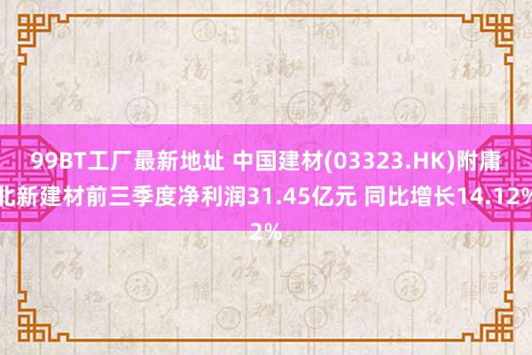 99BT工厂最新地址 中国建材(03323.HK)附庸北新建材前三季度净利润31.45亿元 同比增长14.12%