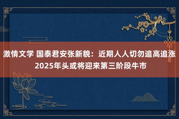 激情文学 国泰君安张新貌：近期人人切勿追高追涨 2025年头或将迎来第三阶段牛市