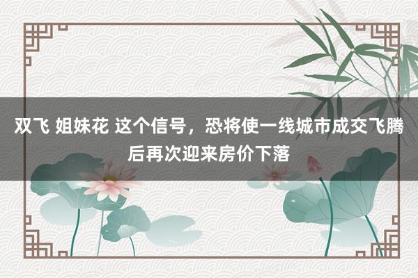 双飞 姐妹花 这个信号，恐将使一线城市成交飞腾后再次迎来房价下落