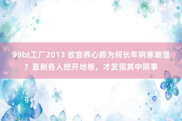 99bt工厂2013 故宫养心殿为何长年阴寒潮湿？直到各人挖开地板，才发现其中阴事