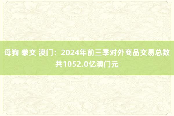 母狗 拳交 澳门：2024年前三季对外商品交易总数共1052.0亿澳门元