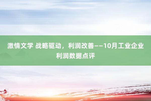 激情文学 战略驱动，利润改善——10月工业企业利润数据点评