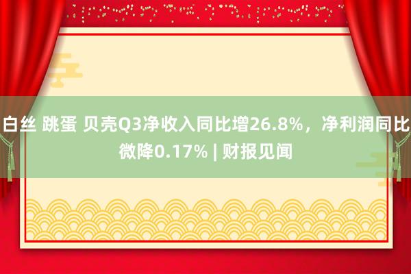 白丝 跳蛋 贝壳Q3净收入同比增26.8%，净利润同比微降0.17% | 财报见闻