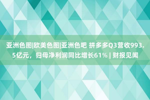 亚洲色图|欧美色图|亚洲色吧 拼多多Q3营收993.5亿元，归母净利润同比增长61% | 财报见闻