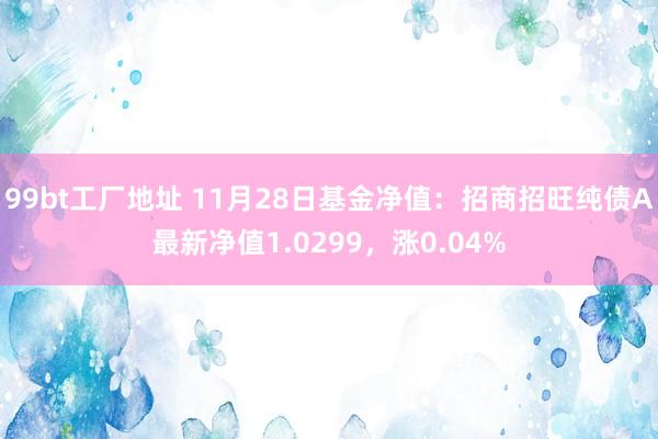 99bt工厂地址 11月28日基金净值：招商招旺纯债A最新净值1.0299，涨0.04%