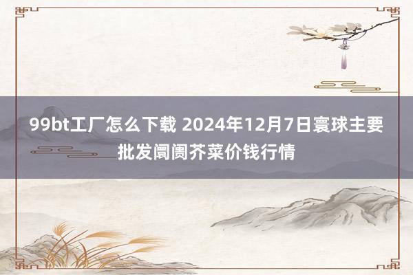 99bt工厂怎么下载 2024年12月7日寰球主要批发阛阓芥菜价钱行情