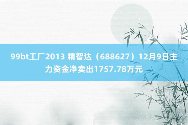 99bt工厂2013 精智达（688627）12月9日主力资金净卖出1757.78万元