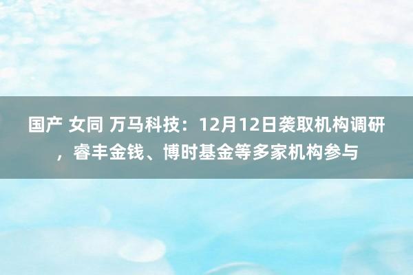 国产 女同 万马科技：12月12日袭取机构调研，睿丰金钱、博时基金等多家机构参与