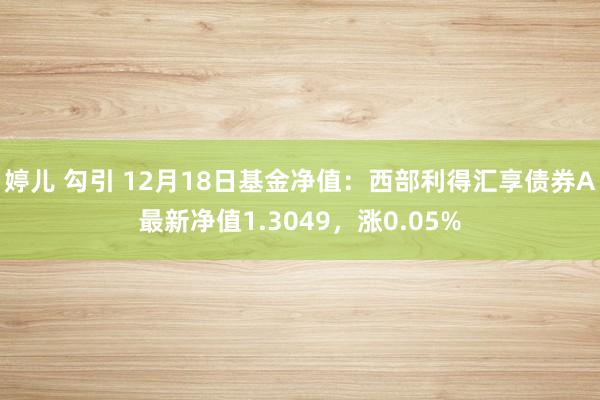 婷儿 勾引 12月18日基金净值：西部利得汇享债券A最新净值1.3049，涨0.05%