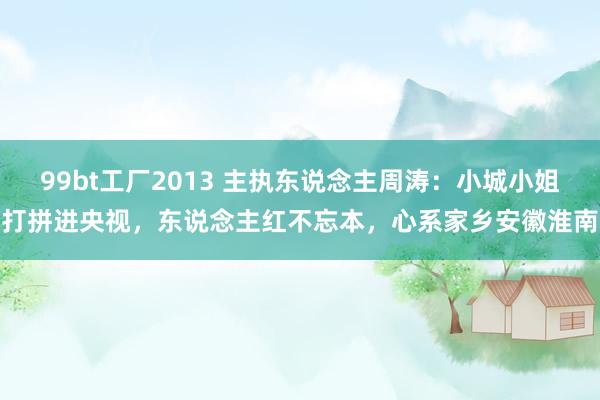 99bt工厂2013 主执东说念主周涛：小城小姐打拼进央视，东说念主红不忘本，心系家乡安徽淮南