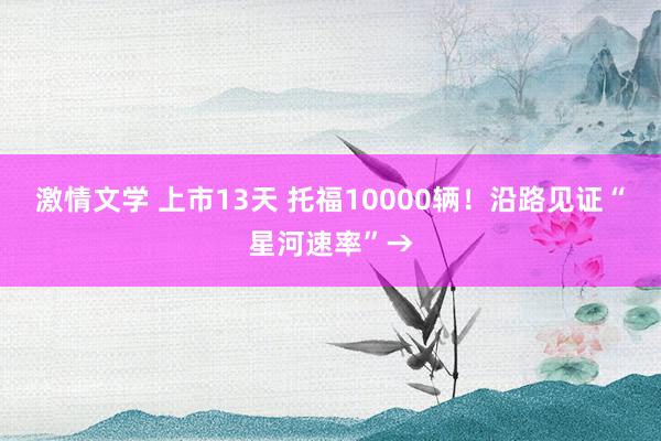 激情文学 上市13天 托福10000辆！沿路见证“星河速率”→