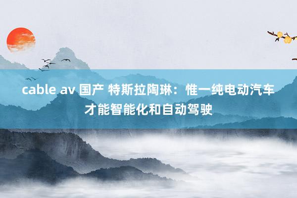 cable av 国产 特斯拉陶琳：惟一纯电动汽车才能智能化和自动驾驶