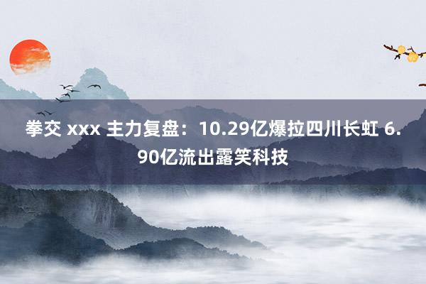 拳交 xxx 主力复盘：10.29亿爆拉四川长虹 6.90亿流出露笑科技