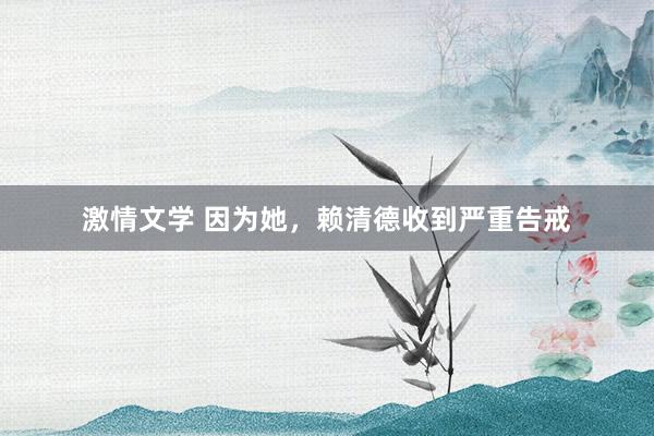 激情文学 因为她，赖清德收到严重告戒