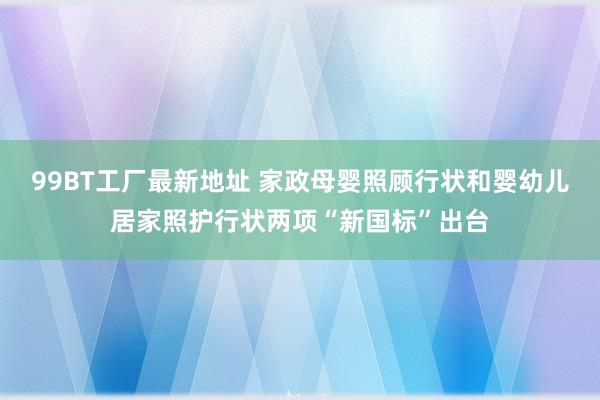 99BT工厂最新地址 家政母婴照顾行状和婴幼儿居家照护行状两项“新国标”出台