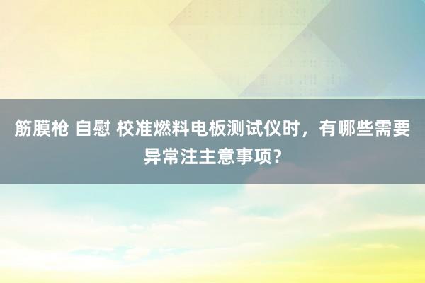 筋膜枪 自慰 校准燃料电板测试仪时，有哪些需要异常注主意事项？