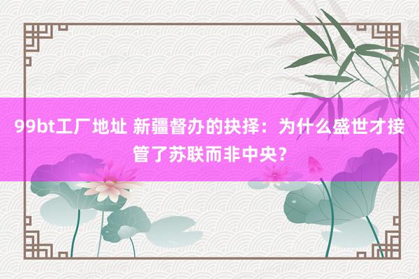 99bt工厂地址 新疆督办的抉择：为什么盛世才接管了苏联而非中央？