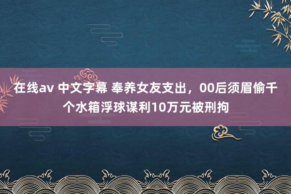 在线av 中文字幕 奉养女友支出，00后须眉偷千个水箱浮球谋利10万元被刑拘