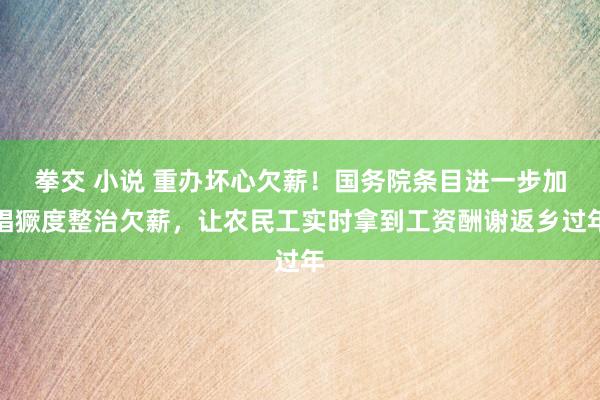 拳交 小说 重办坏心欠薪！国务院条目进一步加猖獗度整治欠薪，让农民工实时拿到工资酬谢返乡过年