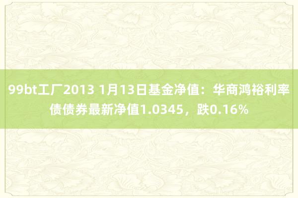 99bt工厂2013 1月13日基金净值：华商鸿裕利率债债券最新净值1.0345，跌0.16%