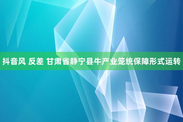 抖音风 反差 甘肃省静宁县牛产业笼统保障形式运转