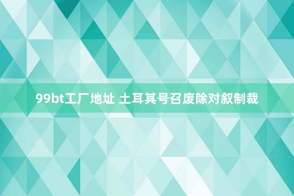 99bt工厂地址 土耳其号召废除对叙制裁